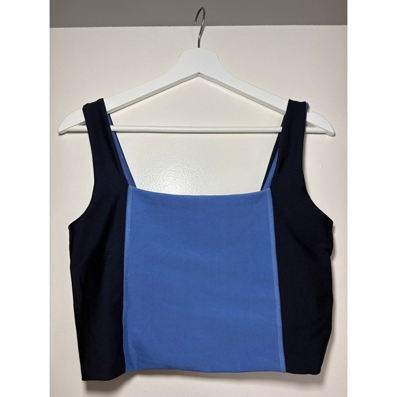 YPB Tops - YPB Your Personal Best Crop Top Large Blue Black Colorblock Square Neck Tank